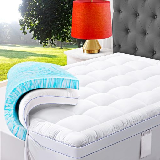ABENE Colchon Viscoelastico de 3 Pulgadas California King, 2 Pulgadas de Espuma Viscoelastica mas 1 Pulgada de Relleno Alternativo para Colchon, Soporte para Alivio del Dolor de Espalda, Bolsillo Lateral, Blanco
