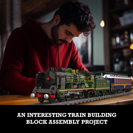 Set de tren JMBricklayer para adultos 51105, Juego de construccion de trenes de ciudad RC con vias de tren, Kit de modelo de locomotora a vapor con iluminacion para exhibicion o coleccion, Regalo para ninos de 14+ y fanaticos de la serie World Railways - Imagen 6