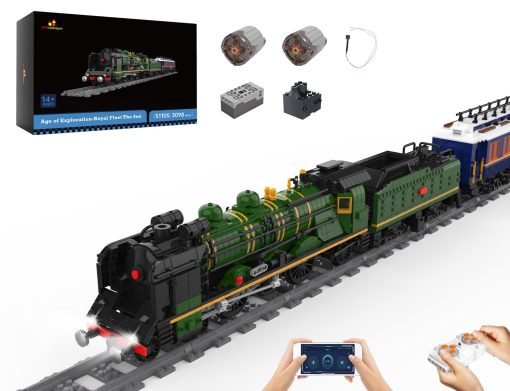 Set de tren JMBricklayer para adultos 51105, Juego de construccion de trenes de ciudad RC con vias de tren, Kit de modelo de locomotora a vapor con iluminacion para exhibicion o coleccion, Regalo para ninos de 14+ y fanaticos de la serie World Railways
