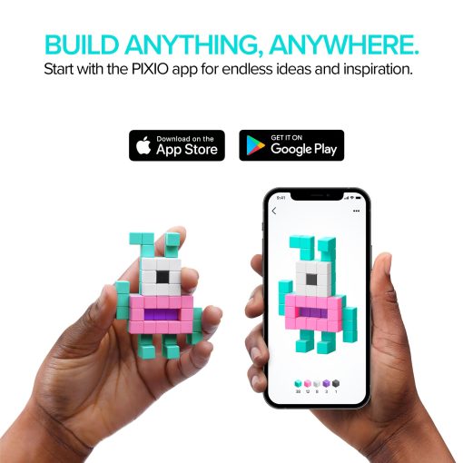 PIXIO-200 - Juguete de Bloques Magneticos Pequenos en El Estilo de Arte de Pixeles con Aplicacion Gratuita - Cubos de Plastico de 5/16" con 6 Imanes en el Interior - Juguete Creativo para Edades 6+ - Imagen 2