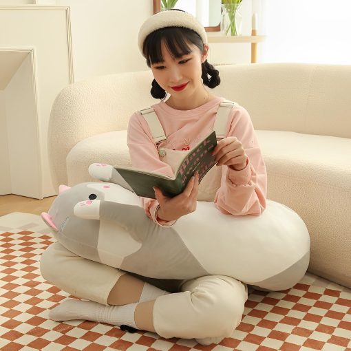 WUYU Encantador Peluche de Gato Lindo Muneco Suave de Gato Relleno de Dibujos Animados Almohada Larga Almohada de Sueno de Lanzamiento Muneco de Juguete Regalo para Ninos Novia Multiples Tamanos (Gris, 150cm/59in) - Imagen 7
