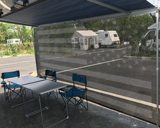 Tentproinc Toldo de Sol para Autocaravana 7' X 11' 3'' (Bandera Americana) Malla Negra Protector Solar para Toldo de Remolque para Autocaravana Bloqueador UV Juego Completo - Imagen 2