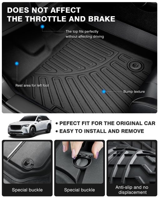 Tapetes para Piso Compatibles para Mazda CX-90 7 Asientos 2024 Juego de Forros para Piso a la Medida para Todo Clima 3 Filas Todos los Modelos TPE Tapetes 3D Accesorios de Coche - Imagen 5