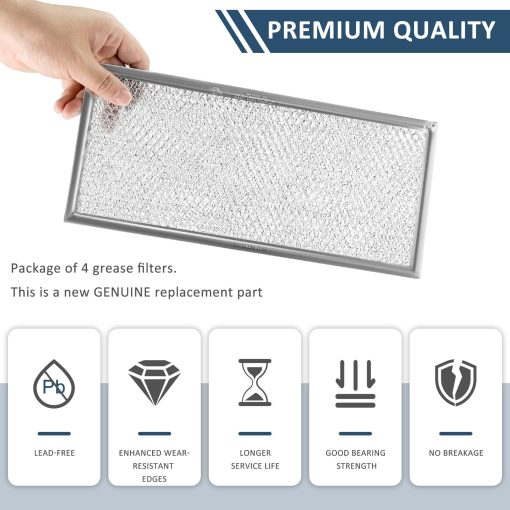 Filtro de Grasa para Microondas Compatible con Whirlpool W10208631A - Aprox 13" x 6" (Paquete de 4) - Imagen 2