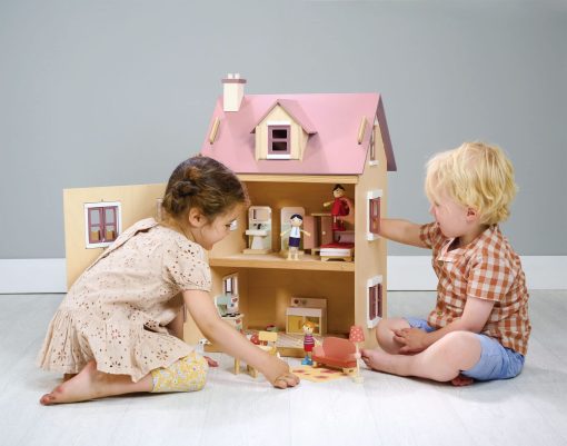 Casa de munecas Foxtail Villa de Tender Leaf Toys - Hermosa casa de munecas de madera de tamano mediano con muebles de inicio - Juego en miniatura - Fomenta el juego de roles y la invencion de historias en ninos y ninas - Edad 3+ - Imagen 8