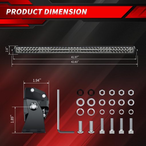 Barra de luces LED de 40 pulgadas, 4WDKING Diseno sin tornillos Doble Fila Barra de luces todoterreno, Resistente al agua IP69K, Luz de trabajo de combo punto y aluvial para Ford F150 Tacoma Jeep Wrangler - Imagen 5