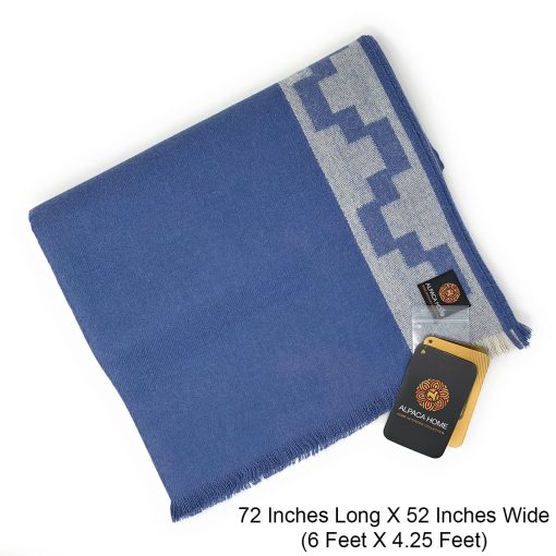 Manta Alpaca Home | Stepping Stones de 4 Temporadas | 100% Lana de Alpaca Bebe | 6 Pies de Largo X 4.25 Pies de Ancho | Hipoalergenica y Suavemente lujosa (Azul/Blanco) - Imagen 2