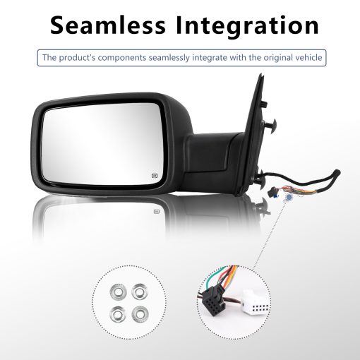 Espejo lateral compatible con espejo de remolque 2009-2018 Dodge Ram 1500 2010-2018 Dodge Ram 2500 3500 con espejo de potencia calefaccion sensor de temperatura solo lado izquierdo (cromo) - Imagen 5