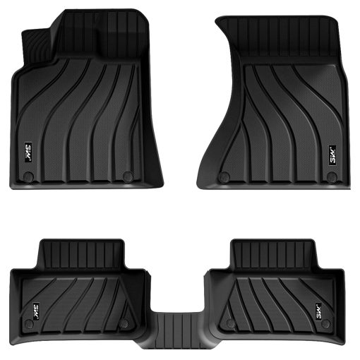 Tapetes para Suelo 3W Compatible con Porsche Macan 2014-2024 TPE Ajuste Personalizado Todo Clima Juego Completo de Tapetes para Automovil Porsche Macan 1ra y 2da Fila Negro