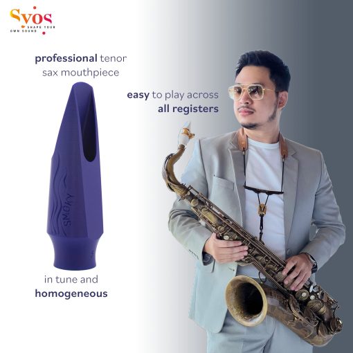 Boquilla para saxofon tenor Syos, modelo Smoky, Abertura de boquilla 5, Negro Profundo, Mejora el sonido de tu saxofon con esta boquilla tenor dark and warm, facil de tocar - Imagen 2