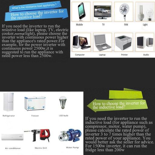 Inversor de Corriente Onda Sinusoidal Pura KRXNY 1000W 12V DC a 110V 120V AC 60HZ con Puerto USB para Auto/Casa Sistema Solar - Imagen 8