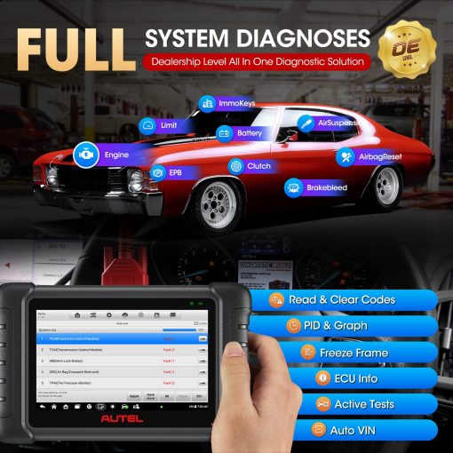 Autel Scanner MaxiCheck MX808S, 2024 version de EE.UU. de MaxiCOM MK808S/ MK808Z, Funciona como MX900, Herramienta de escaneo de control bidireccional completo, Pruebas activas de 3000+, 28+ Servicios, Todos los sistemas de OE, Android 11, FCA AutoAuth - Imagen 7