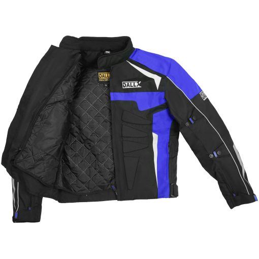 Chamarra de Moto DALLX Textil Impermeable para Hombre Dualsport Enduro con Armaduras CE Todo Clima (Negro Azul, Pequeno) - Imagen 5