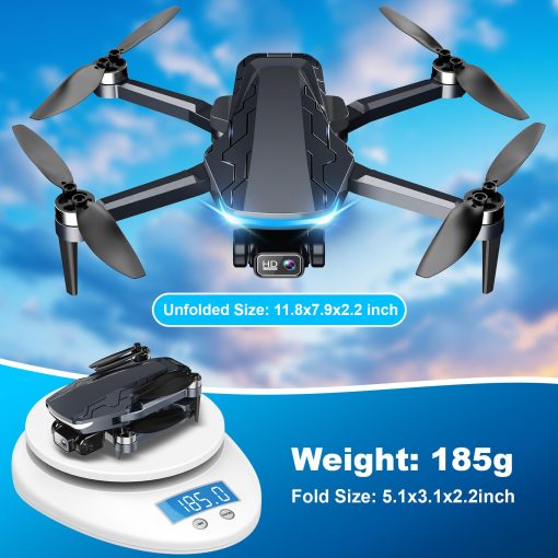 Drone con Camara, Drone FPV de 2K HD con Motor sin Escobillas, Giro de 360?, Vuelo de Puntos de Referencia, Selfie por Gestos, Despegue/Aterrizaje con un Solo Boton, Drone Plegable Mini para Principiantes - Imagen 7