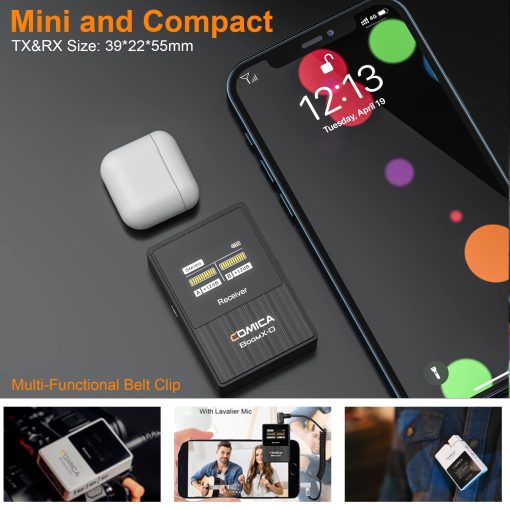 Sistema de Microfono Inalambrico Comica BoomX-D2 para Camaras, Videocamaras, Telefonos Inteligentes, Portatiles, Microfono Lavalier Inalambrico Compacto con Grabacion de Doble Canal, Reduccion de Ruido, Baja Latencia - Imagen 7