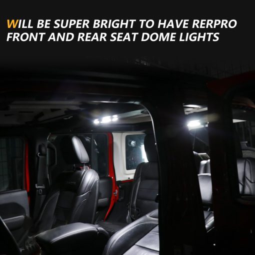 Luces LED de Interior RERPRO para Reemplazo de Luces de Techo Compatible con Jeep Wrangler JL 4 Door 2018-2024 Accesorios Luz de Techo de Lectura Trasera, Mapa de Carga Superior, Kit de Luz de Techo Blanco 6500K 18 LEDs - Imagen 8