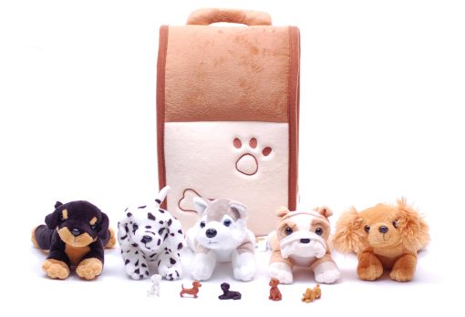 Edicion Especial SFS Gifts Unipak Casa de Perros de Peluche de 12" con 5 Perros de Peluche que Incluye un Bulldog y Husky y 5 Figuras de Perros Mini de Bono - Imagen 2