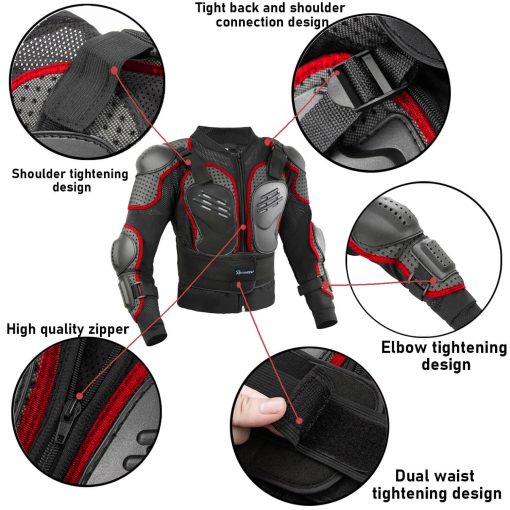 Chaqueta de Moto Infantil para Ninos, Proteccion para el Pecho y la Espalda para Moto, Chaqueta de Armadura Completa para Nino para Ciclismo MTB ATV Skate Esqui - Imagen 5