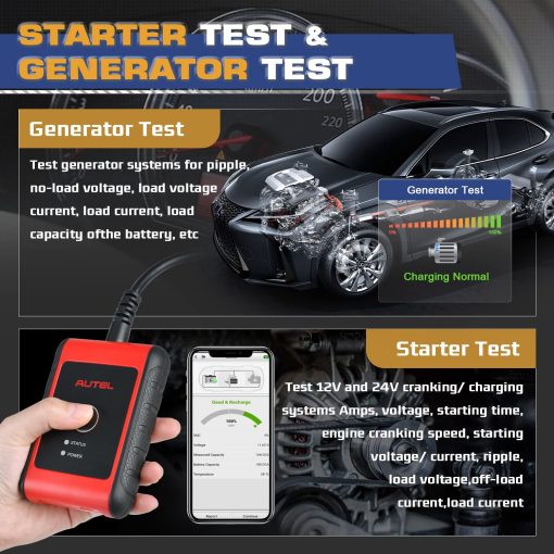 Autel MaxiBAS BT506 Tester de Bateria de Coche, 6V 12V 100-2000 CCA Analizador de Bateria de Coche, Herramienta de Escaneo de Sistema de Arranque y Carga Automatica, Conductancia Adaptativa, Prueba de Carga de Bateria de Alta Precision para Todos los Vehiculos - Imagen 5