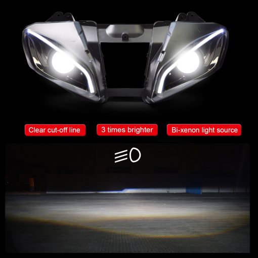 Ensamblaje de Faro LED para YZF R6 2006-2007, Faro Delantero con Luz Alta Baja, DRL y Senal de Giro ambar (Rojo) - Imagen 6