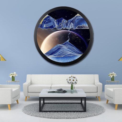 Decoracion de Arte de Arena en Movimiento de 24'', Pintura de Arena en 3D Giratoria 360? Montada en la Pared de Artesania de Vidrio 3D Mar Profundo Decoracion Relajante de Arte de Arena Liquida en Movimiento Regalo para el Hogar Oficina