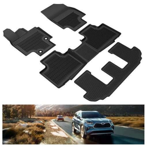 Tapetes KIWI MASTER Compatibles con Toyota Highlander 2020-2024 Accesorios Reemplace OEM PT908-48200-20 Alfombrillas a Medida Frontales y Traseras y para 3ra Fila TPE Negro