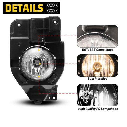 Luces de niebla AUTOFREE compatibles con Ford Explorer 2011-2015, Kits de luces de niebla y spot de conduccion 1 par (Lente transparente) - Imagen 3