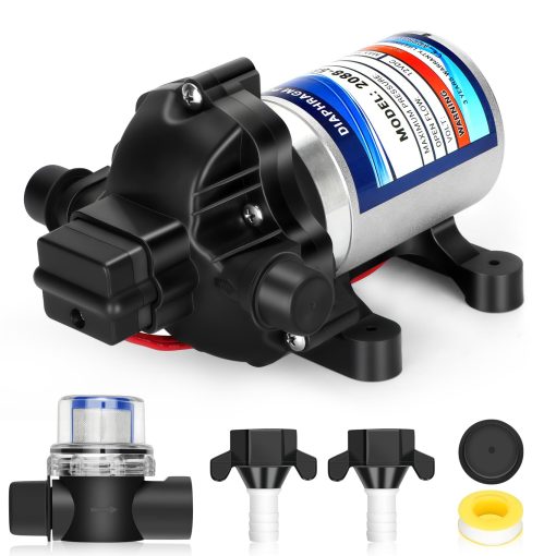2088-554-144/2088-403-144 Bomba de Agua Dulce,12 VDC,3.5 Galones Por Minuto,45 Psi,Conexion 1/2MNPT,Bomba de Entrega de Agua para Uso en RV o Marina,Sin Ruido,?Incluye Filtros Desmontables!
