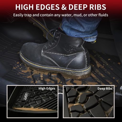 Tapetes LASFIT 2018-2024 para Jeep Wrangler JL Unlimited 4 Puertas (No Compatible con JK o 4XE), Forro de Automovil Todo Clima TPE, Ajuste Personalizado 1ra y 2da Fila, Negro - Imagen 3