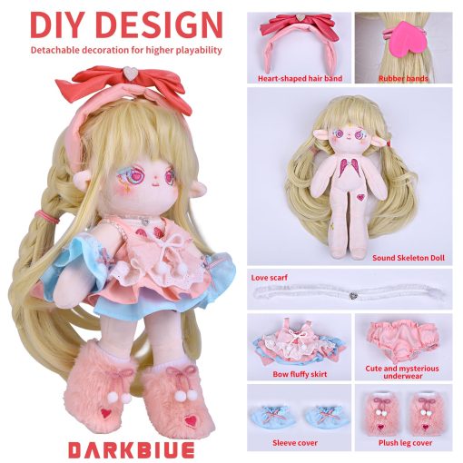 Muneca de Peluche Luna 30CM Original, Kawaii, Muneca de Algodon Suave de Anime, con Esqueleto Articulado y Ropa de Muneca, Pelo Largo, Piernas Largas, Muneca de Algodon de Anime para Ninos - Imagen 2