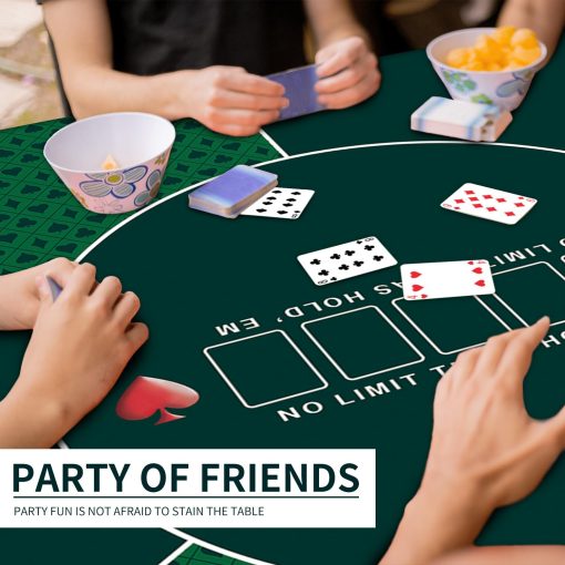 Tapete de poker cuadrado plegable de 24/31/39/47/55/63 pulgadas para 6 jugadores, diseno portatil anti-deslizante de mesa de juego de tablero de cartas de Texas Hold'em para juegos familiares, casino, fiesta - Imagen 5