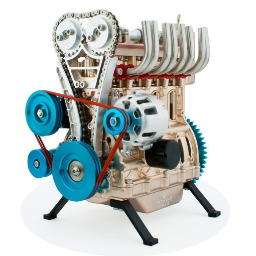 Kit de ensamblaje del motor del vehiculo DjuiinoStar (mas de 300 piezas, 5 horas de montaje), Modelo de motor de gas de cuatro tiempos recto de cuatro cilindros, Kit de motor de cuatro cilindros DM13-1 - Imagen 4