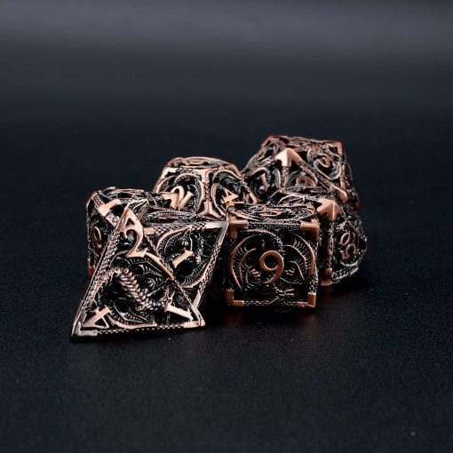 Conjunto de 7 dados huecos de metal para Dungeons and Dragons RPG MTG Juegos de Mesa D&D Pathfinder Shadowrun y Ensenanza de Matematicas, Gran Conjunto de Dados poliedricos D4,D6,D8,D10,D12,D20 multiples lados con Caja de Regalo - Imagen 9