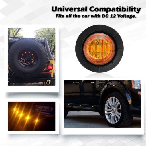 Mini Luz Indicadora de Senal de 3/4 de Pulgada Redonda Meerkatt para Barco Autobus Remolque Camion Camion con Empaques y Enchufe 12V DC Luz/Lente ambar Impermeable Pack de 100 - Imagen 9