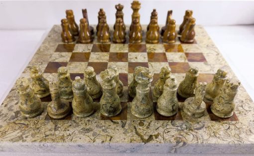 Juegos de Ajedrez de Torneo de Marmol para Adultos - Juego de Tablero de Ajedrez de Marmol Hecho a Mano - Coral y Marron - Juego de Mesa de Ajedrez no de Backgammon - no de Othello - no de Madera (Coral/Marron) - Imagen 7
