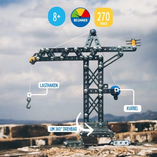 Set de Construccion de Grua y Molino Eitech y Juguete Educativo - Introduccion a la Ingenieria y Aprendizaje STEM, Acero (10005-C05) - Imagen 2