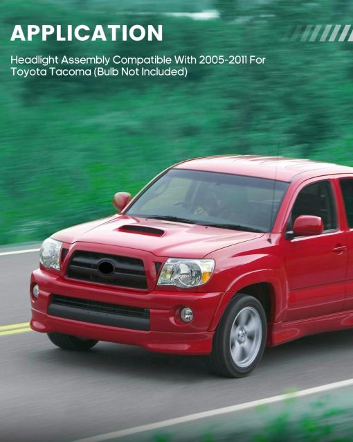 Juego de Faros Delanteros SCITOO para Toyota Tacoma 2005-2011 en Carcasa Cromada con Reflector ambar y Lente Transparente - Imagen 5