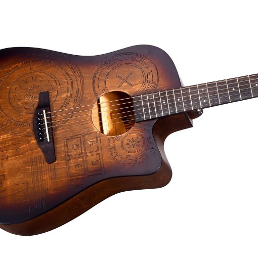 WINZZ Serie HAND RUBBED - Guitarra Acustica de Tamano Completo con Corte y Tallado para Principiantes Adultos, Kit de Inicio Completo, 41 Pulgadas Diestro, Sunburst Marron - Imagen 8