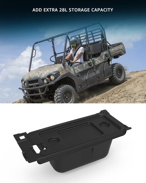 A & UTV PRO Mule Pro Caja de almacenamiento debajo del asiento, Organizador de caja de almacenamiento debajo del asiento compatible con 2015-2024 Kawasaki Mule Pro FXT FX DXT DX Reemplaza OEM # 99994-1463, Negro - Imagen 3