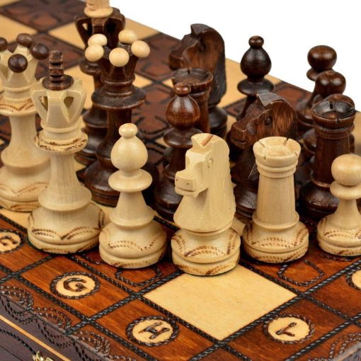 Juego de Ajedrez de Madera Europeo Hecho a Mano con Flores, Tablero de 16 Pulgadas y Piezas de Ajedrez Talladas a Mano - Imagen 4