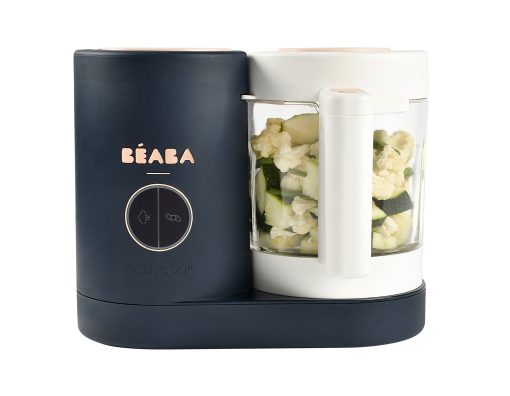 BEABA Babycook Neo, Procesador de alimentos para bebes de vidrio, Licuadora de alimentos para bebes de vidrio, Vaporera de alimentos para bebes 4 en 1, Mezclador de alimentos para bebes de vidrio, Esenciales para bebes, Haga comida para bebes en casa, Hace 34 porciones en 20 minutos, Medianoche