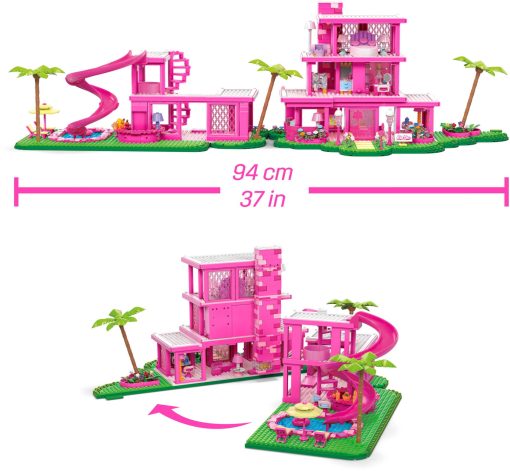 Set de Juguetes de Construccion Mega Barbie The Movie, Replica de DreamHouse con 1795 Piezas, 4 Figuras y Accesorios, para Adultos y Fans - Imagen 4