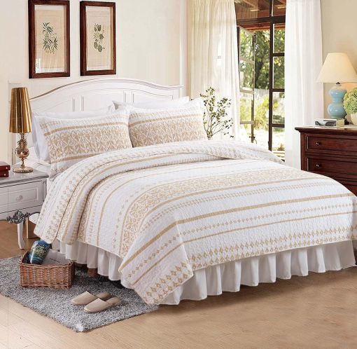 Juego de Edredon Queen Size LORRIARD - Juego de Edredon Queen de Algodon 100% Juego de Edredon Boho Queen Size Ligero Juego de Ropa de Cama Queen Bohemio Colchas Queen, 3 Piezas
