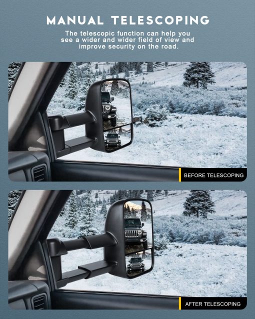 Espejos de Remolque OCPTY con lado izquierdo y derecho con potencia y calefaccion Espejos de Remolque Compatibles con 2007-2013 para Chevy Avalanche 1500 Suburban 1500/2500 para GMC Yukon XL 1500/2500 con Carcasa Negra - Imagen 4