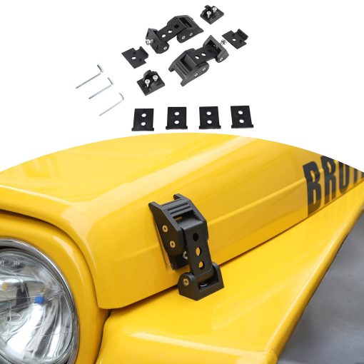 Kit de cerradura de capo RT-TCZ para Jeep Wrangler TJ, Pestillos de aluminio para capo para Jeep Wrangler TJ 1997-2006 Accesorios exteriores Negros 2pcs