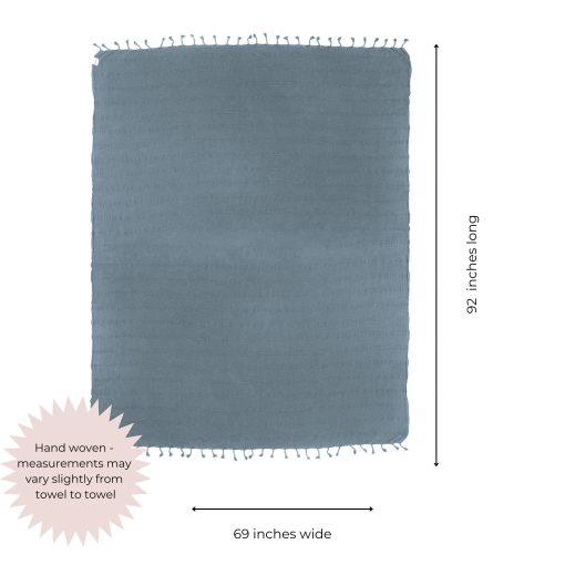 Manta de tiro grande turca lavada a la piedra InfuseZen - 100% algodon turco organico - 92" x 69" - Suave, ligera, acogedora - Sofa, cama, picnic, yoga - Manta de playa sin arena - Denim - Imagen 3