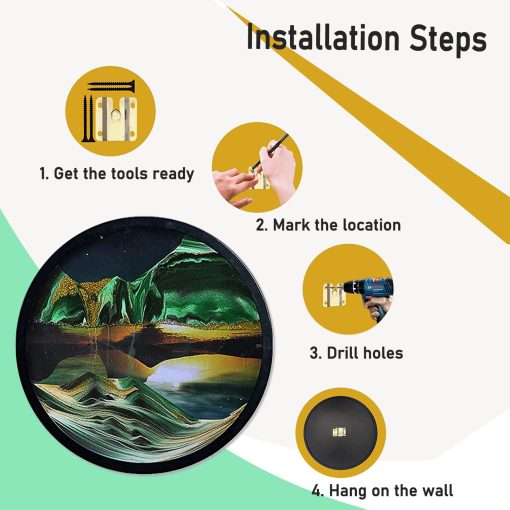 Decoracion de Arte de Arena en Movimiento de 24'', Pintura de Arena en 3D Giratoria 360? Montada en la Pared de Artesania de Vidrio 3D Mar Profundo Decoracion Relajante de Arte de Arena Liquida en Movimiento Regalo para el Hogar Oficina - Imagen 6