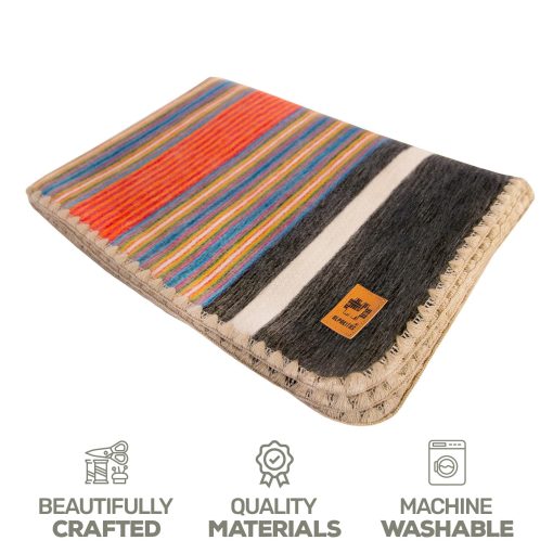 Manta de Lana de Alpaca - Tamano de Colcha - Manta de Lana de Alpaca - Mejor Regalo & Manta Calida, Ligera, Manta de Sofa o para Acampar - Manta Exterior - 64 x 45 Pulgadas (Naranja & Azul) - Imagen 2