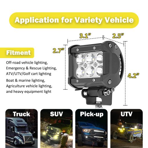 Soporte de Pilares para Luces Led de Niebla con Montaje de Luces de Trabajo Led 4X 4 Luz de Foco en Cubo de 18 W con Kit de Cableado para Polaris RZR XP 1000 900 800 2014-2021 - Imagen 4