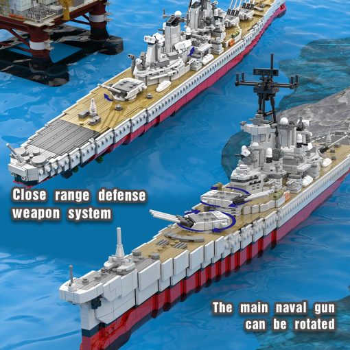 Set de bloques de construccion de buque de guerra USS Missouri ledualbabr, Haz un modelo de buque de guerra militar de la Segunda Guerra Mundial, regalo de juguete de bloques para ninos o adultos (2631 piezas)! - Imagen 4